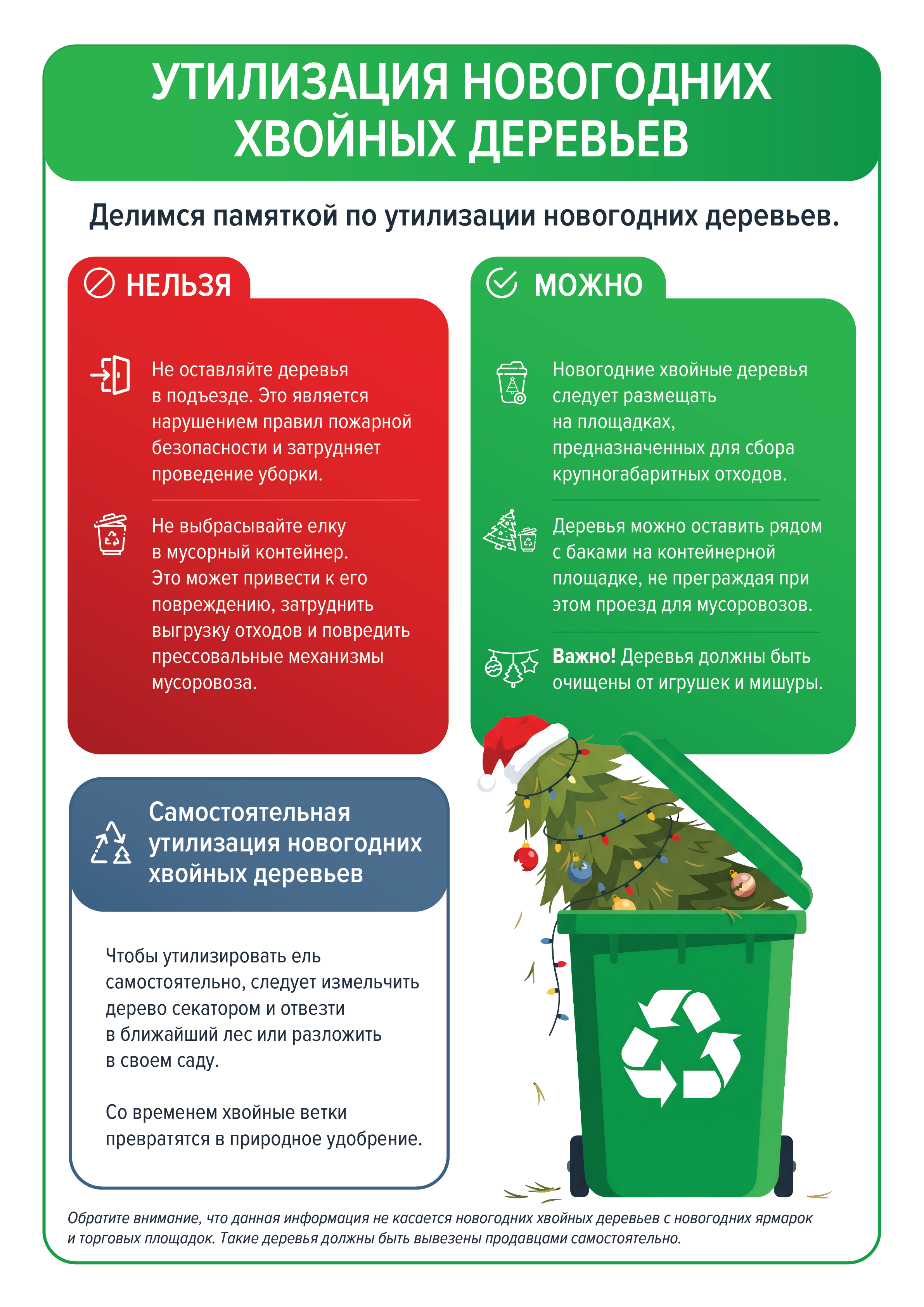 Памятка о порядке утилизации новогодних хвойных деревьев